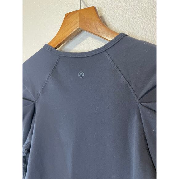 Lululemon Lab City Pullover Puff Long Sleeve Athletic Top Soot Black Size 6 - Picture 5 of 10